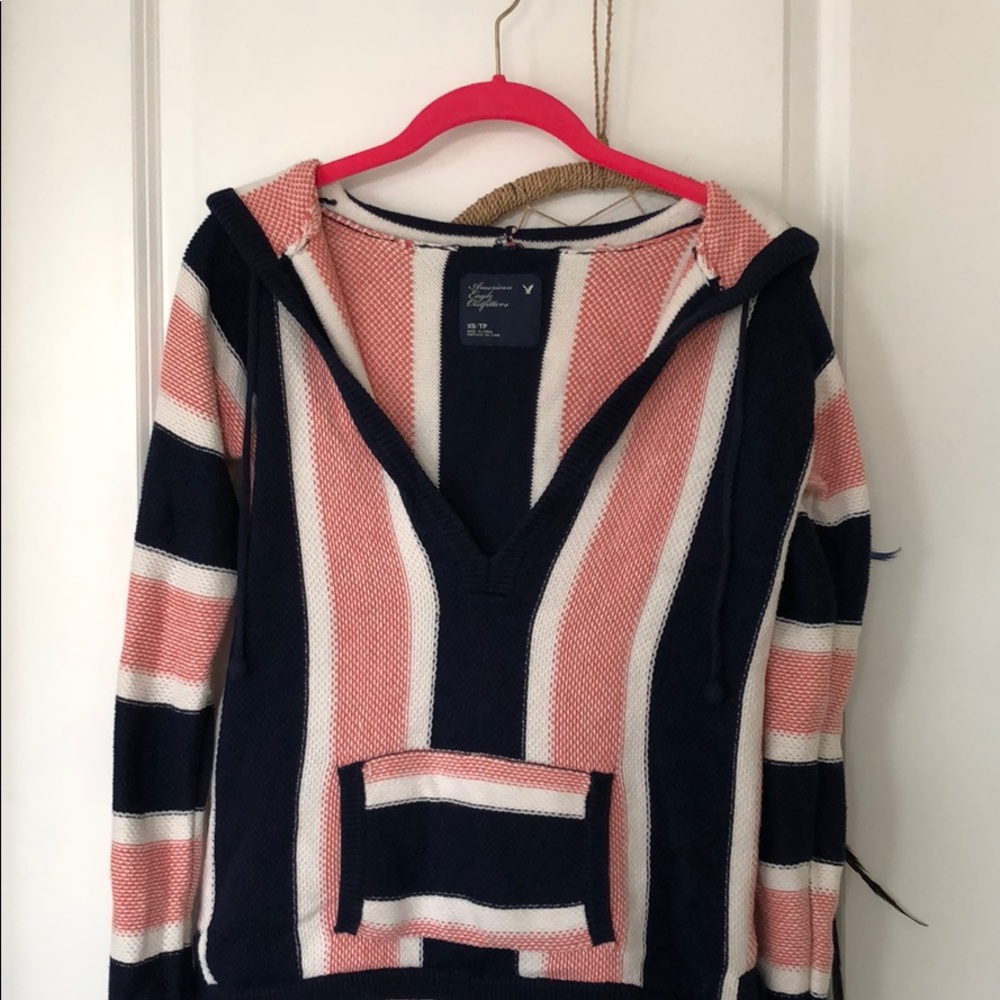 Striped Woven American Eagle Hoodie